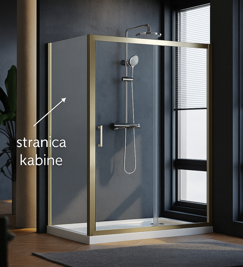 SALLY STRANICA KABINE 80X200 8MM PROZIRNO STAKLO, SELF CLEANING, BRUŠENO ZLATO